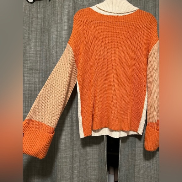 Kori Cream and Orange Turtleneck Sweater - Picture 4 of 6